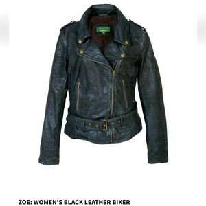 Premium UK Leather Women’s Biker Zoe Jacket, XL